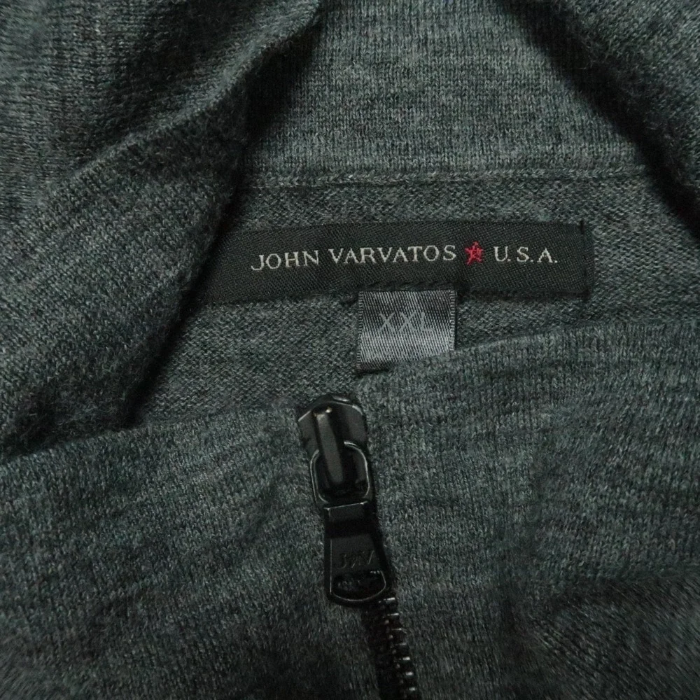 John‎ Varvatos Sweater Mens XL Gray Full Zip Wool Blend Pockets Lightweight